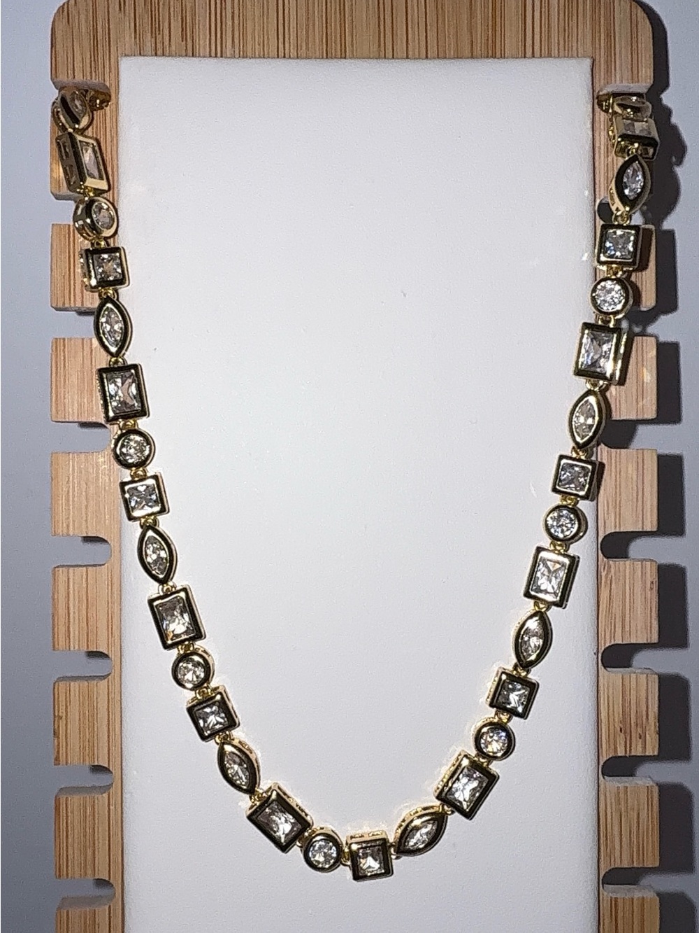 Gold Multi-Shape Cubic Zirconia Tennis Necklace Choker